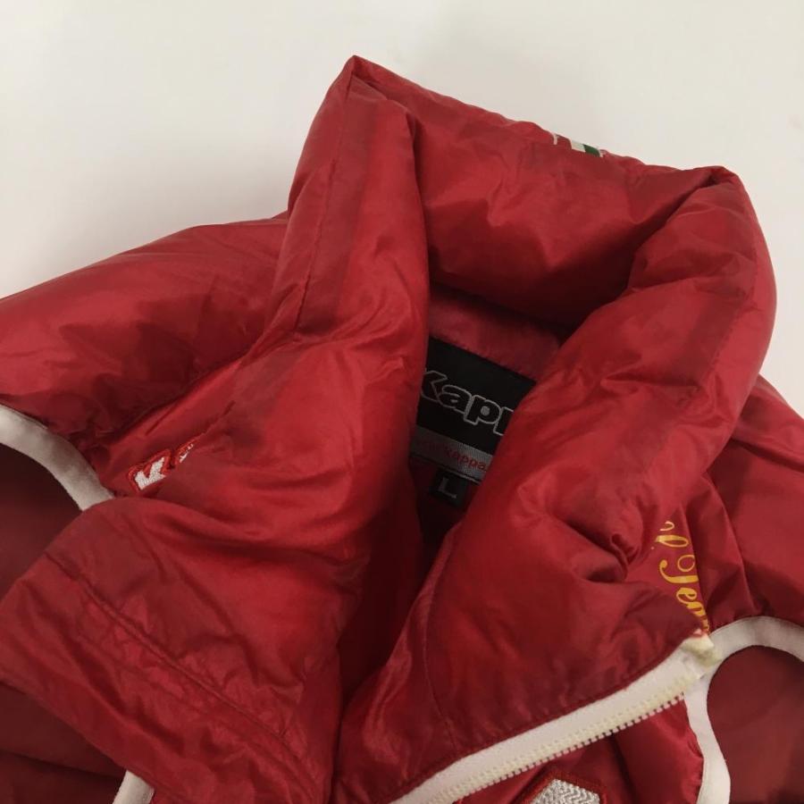 Kappa カッパ ダウンベスト レッド×白 ビッグITALIAワッペン