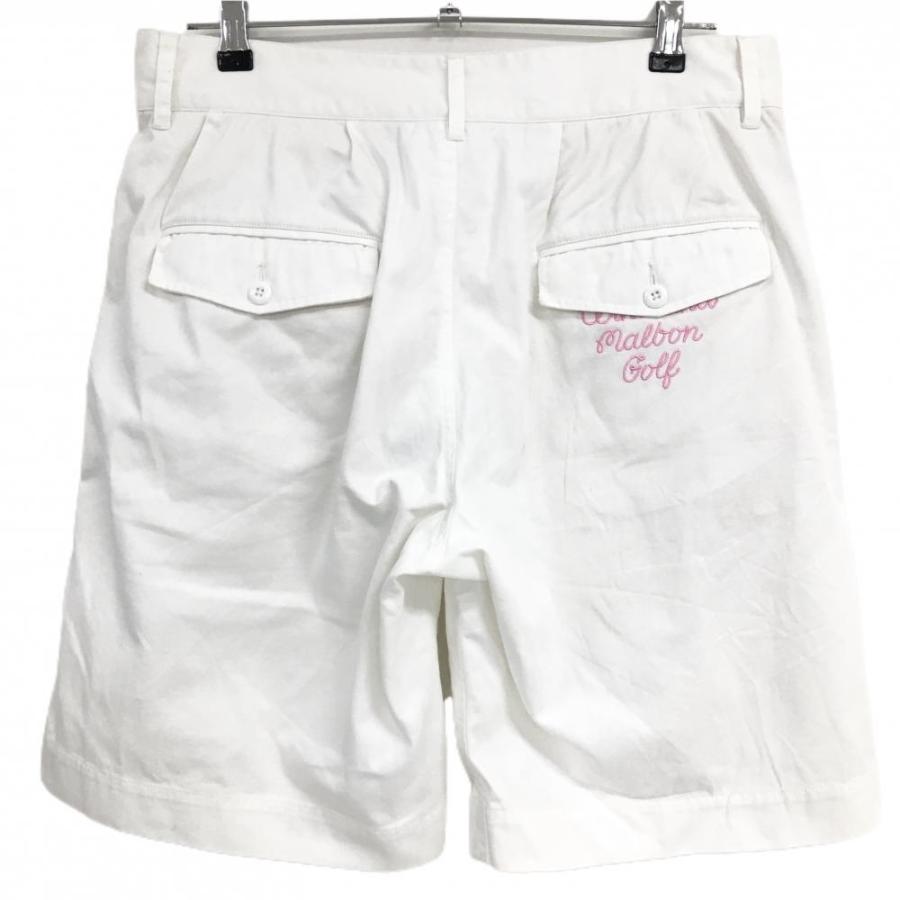 ウィンダンシー×マルボン ハーフパンツ 白 ロゴ刺しゅう メンズ XL