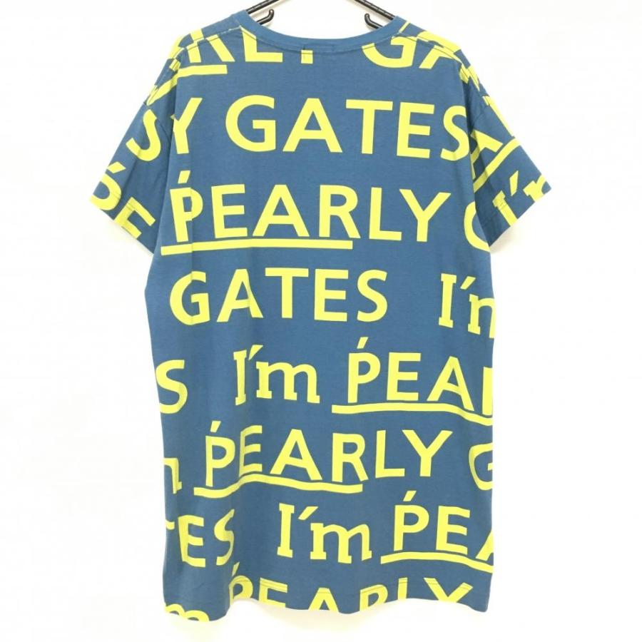 PEARLY GATES パーリーゲイツ 半袖ワンピース ブルー×イケロー ロゴ総