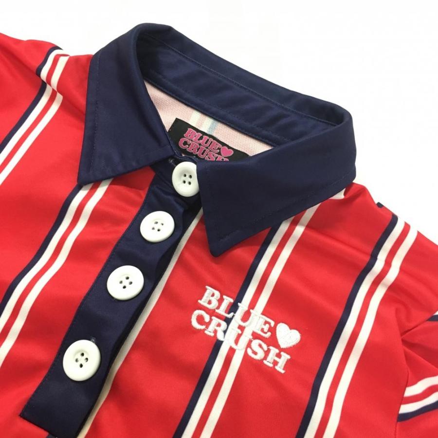 BLUE CRUSH ブルークラッシュ 半袖ポロシャツ レッド×白×ネイビー