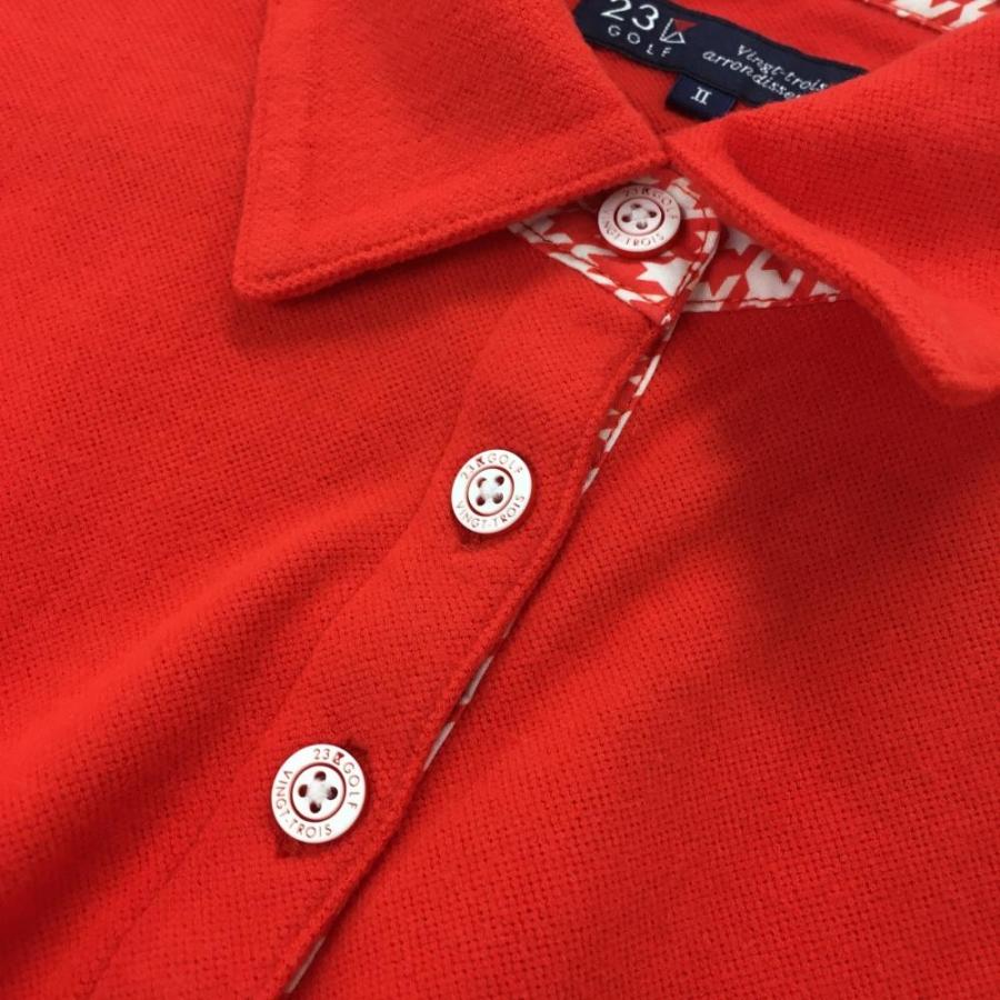 23区GOLF 23区ゴルフ 長袖ポロシャツ レッド 表微起毛 アクリル混