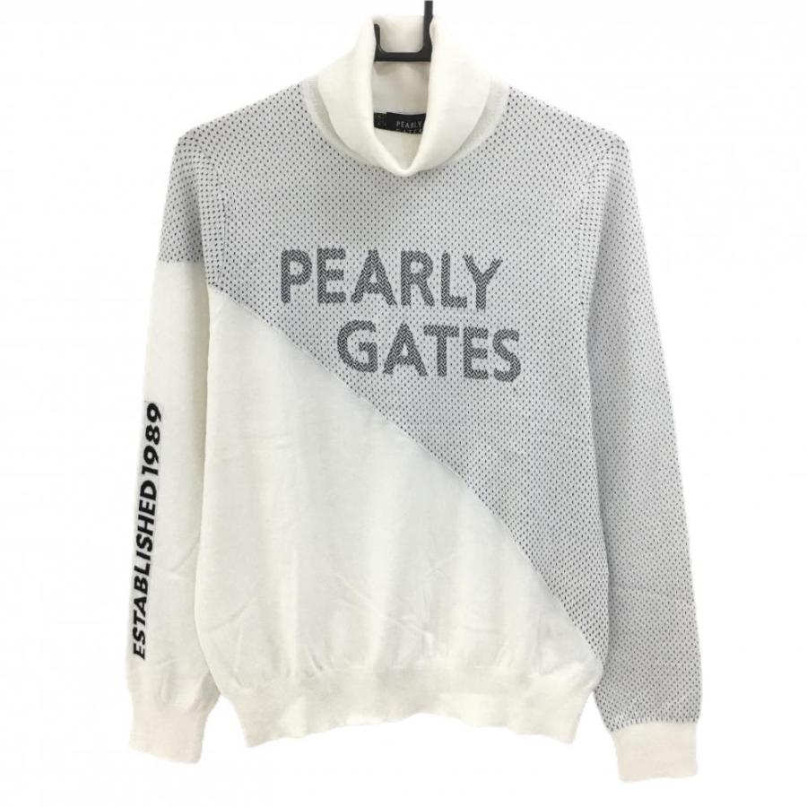 PEARLY GATES（パーリーゲイツ） セーター 白×ネイビー 一部ドット調