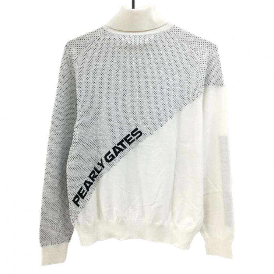 PEARLY GATES（パーリーゲイツ） セーター 白×ネイビー 一部ドット調