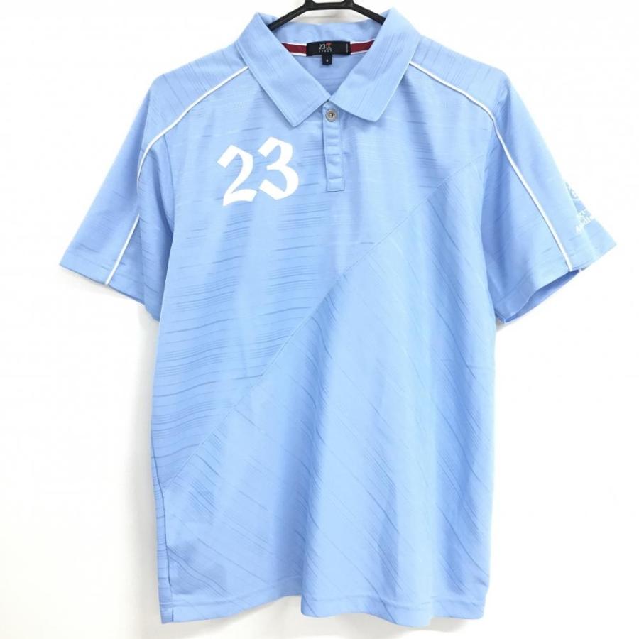 23区GOLF 23区スポーツ 半袖ポロシャツ ライトブルー×白 スナップ