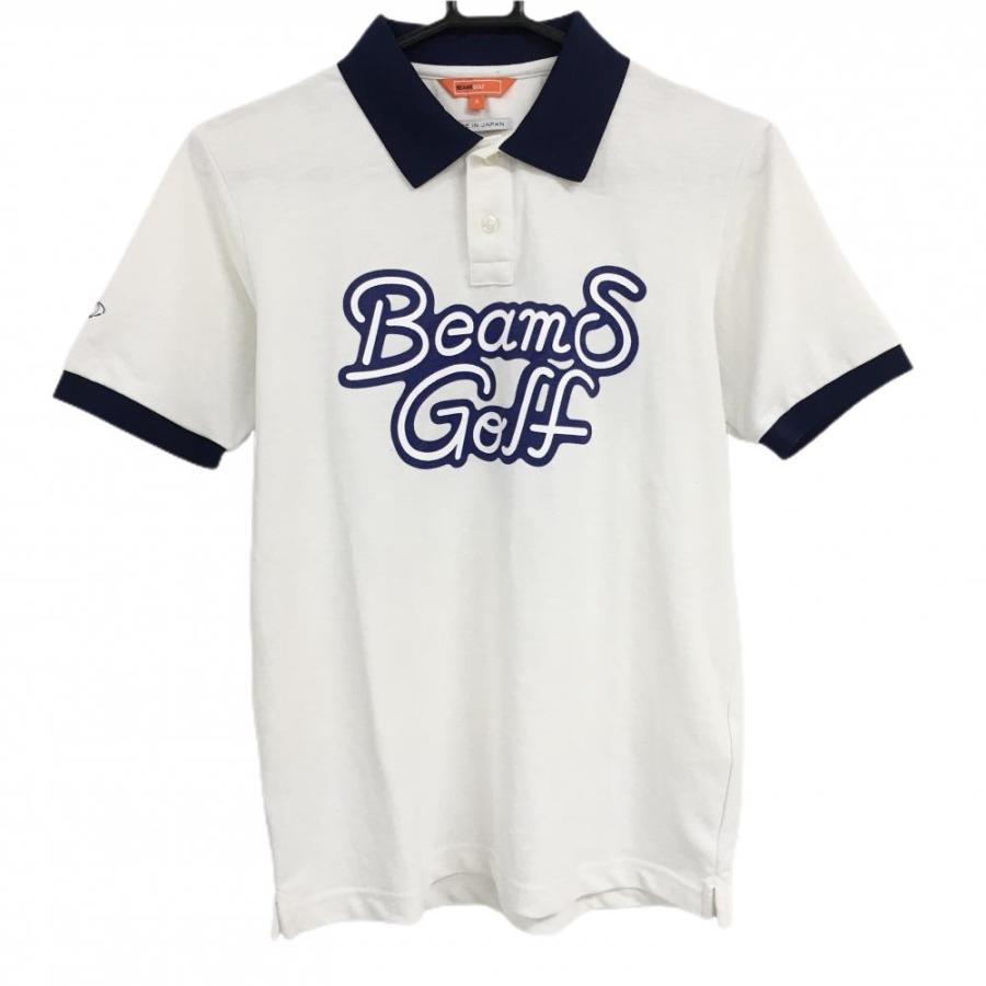 BEAMS GOLF（ビームス ゴルフ） 半袖ポロシャツ 白×ネイビー フロント