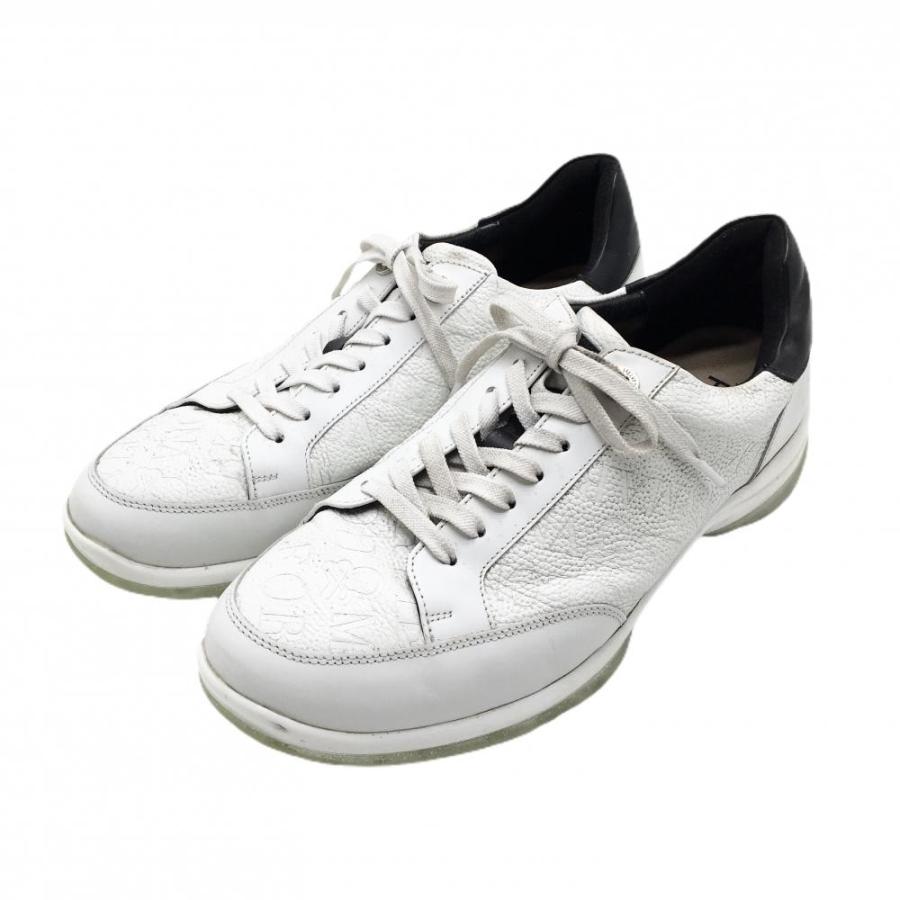 MARK&LONA（マークアンドロナ） ゴルフシューズ 白×黒 英字柄 HELVESKO