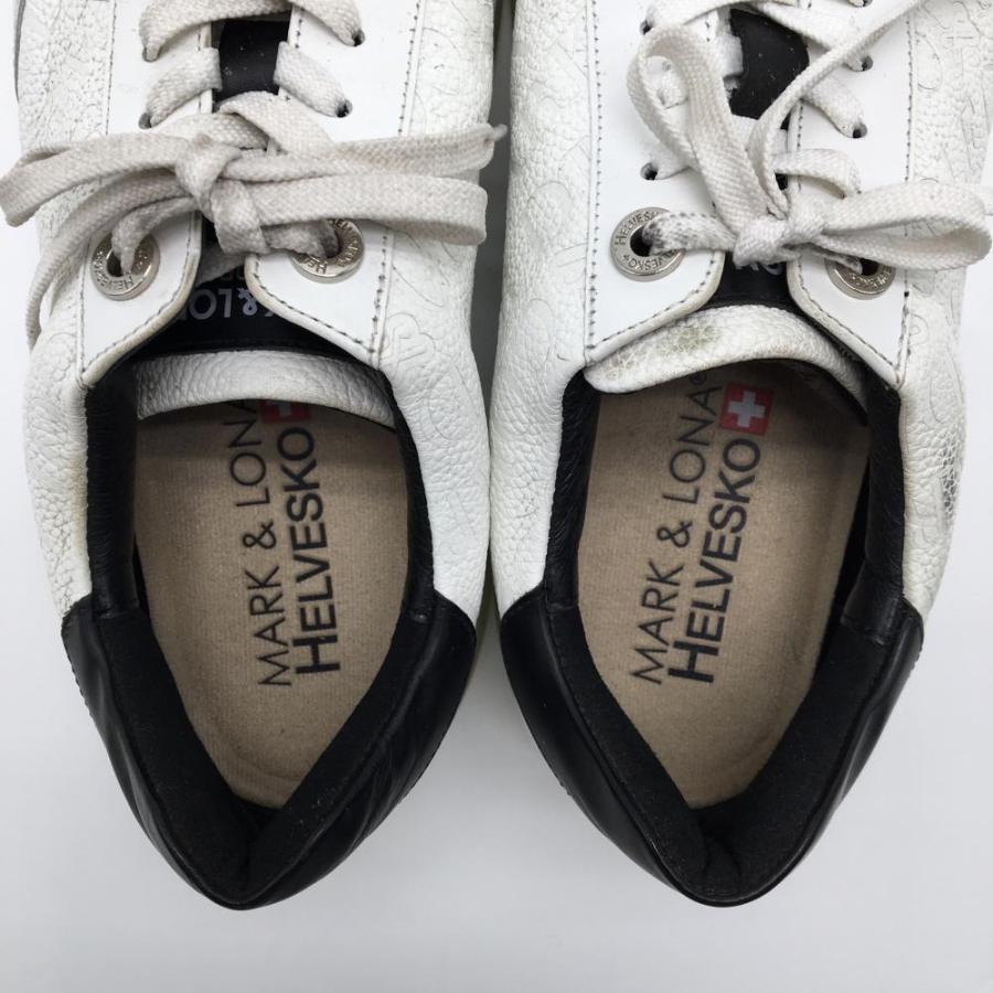 MARK&LONA（マークアンドロナ） ゴルフシューズ 白×黒 英字柄 HELVESKO