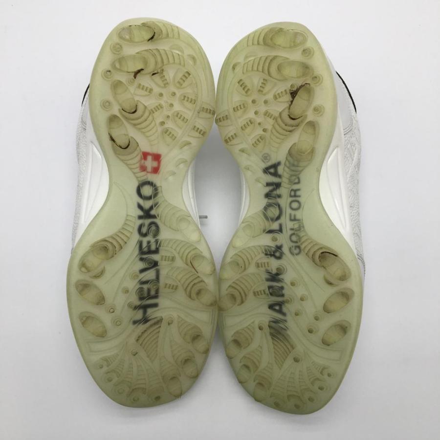 MARK&LONA（マークアンドロナ） ゴルフシューズ 白×黒 英字柄 HELVESKO