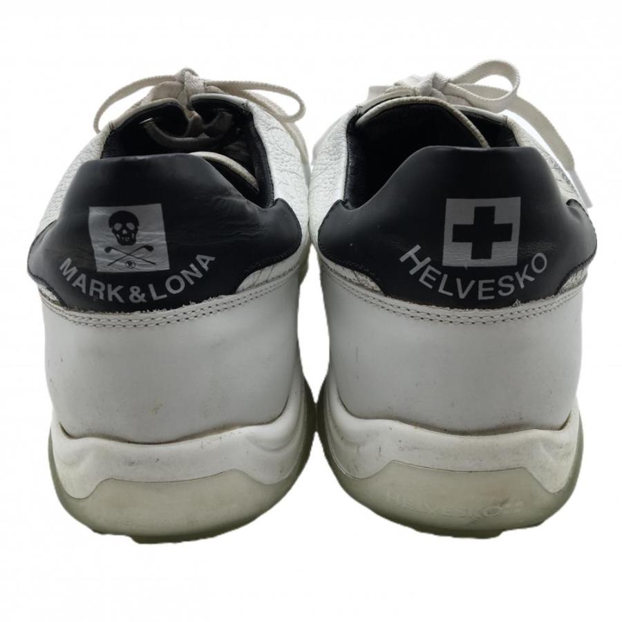MARK&LONA（マークアンドロナ） ゴルフシューズ 白×黒 英字柄 HELVESKO