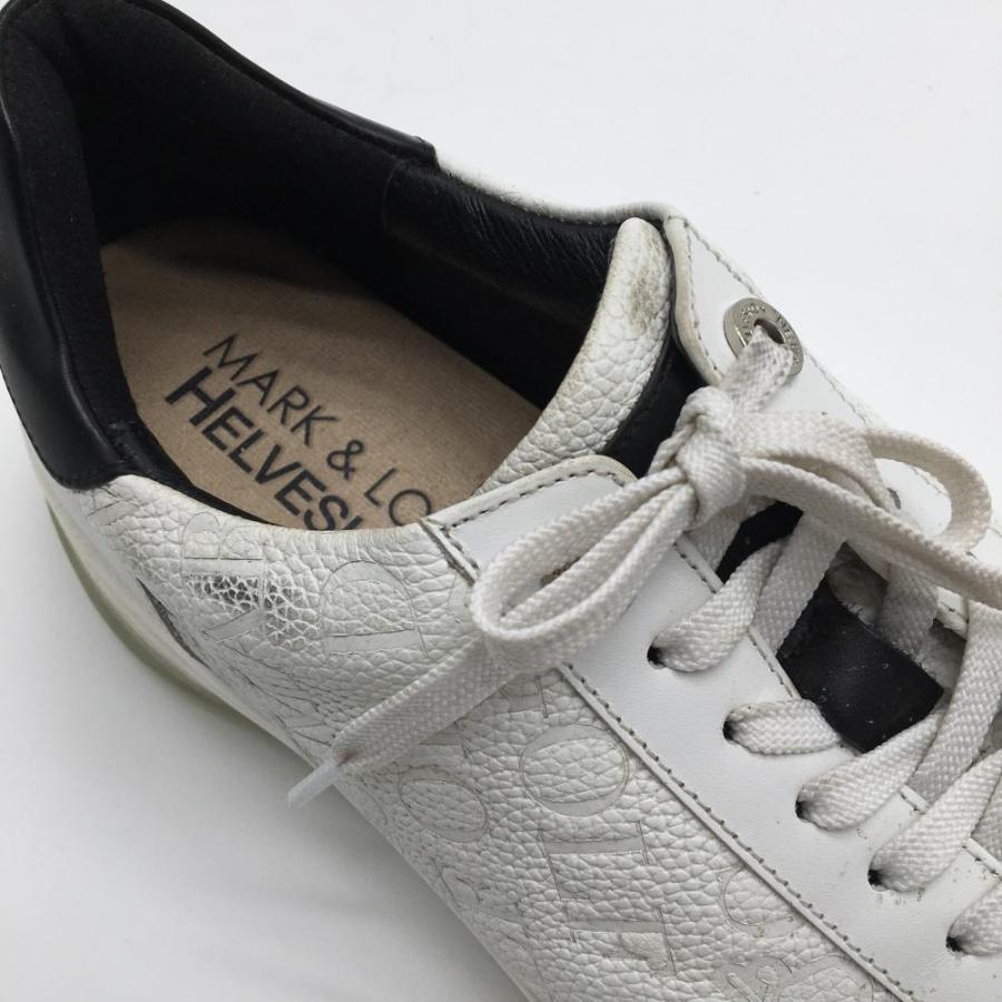 MARK&LONA（マークアンドロナ） ゴルフシューズ 白×黒 英字柄 HELVESKO