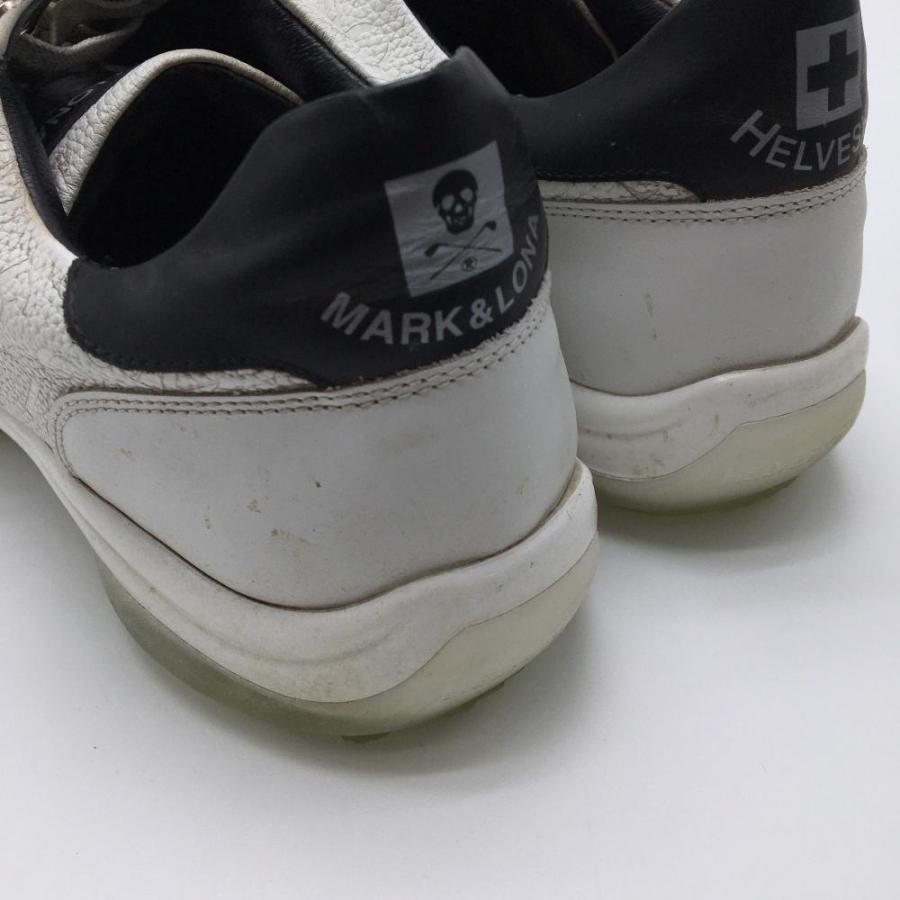 MARK&LONA（マークアンドロナ） ゴルフシューズ 白×黒 英字柄 HELVESKO