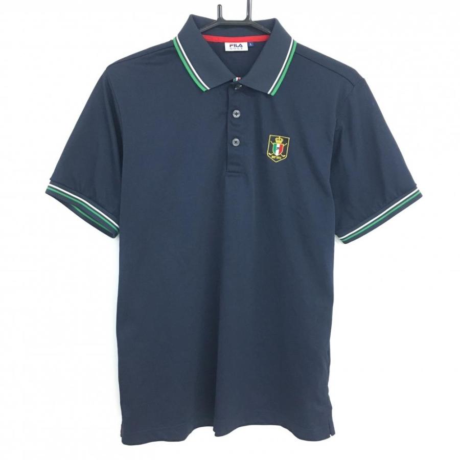 FILA GOLF 【超美品】フィラゴルフ 半袖ポロシャツ ネイビー×グリーン