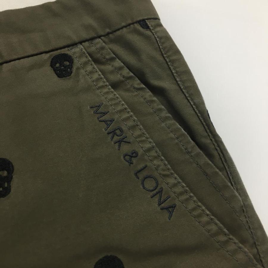 MARK&LONA（マークアンドロナ） パンツ カーキ×黒 スカル総柄刺しゅう