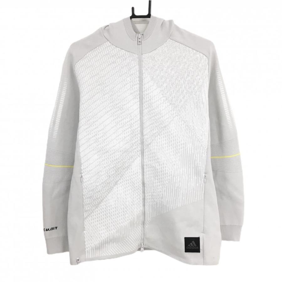 adidas golf フルジップパーカー adidas（アディダス） ニットジップパーカー ライトグレー×白 身頃地