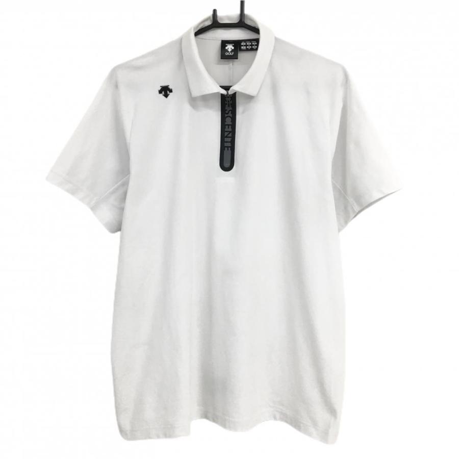 DESCENTE GOLF デサントゴルフ 半袖ポロシャツ 白×黒 ハーフ