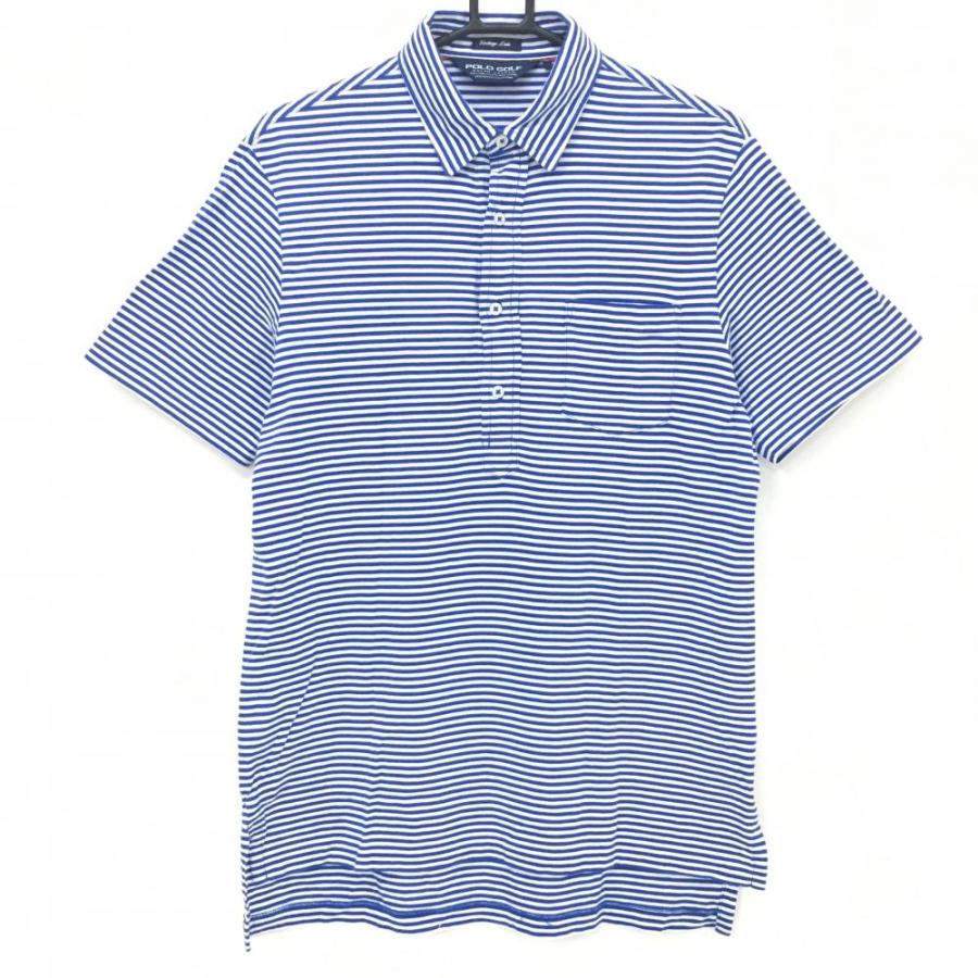 POLO GOLF ポロゴルフ 半袖ポロシャツ ブルー×白 ボーダー 胸ポケット