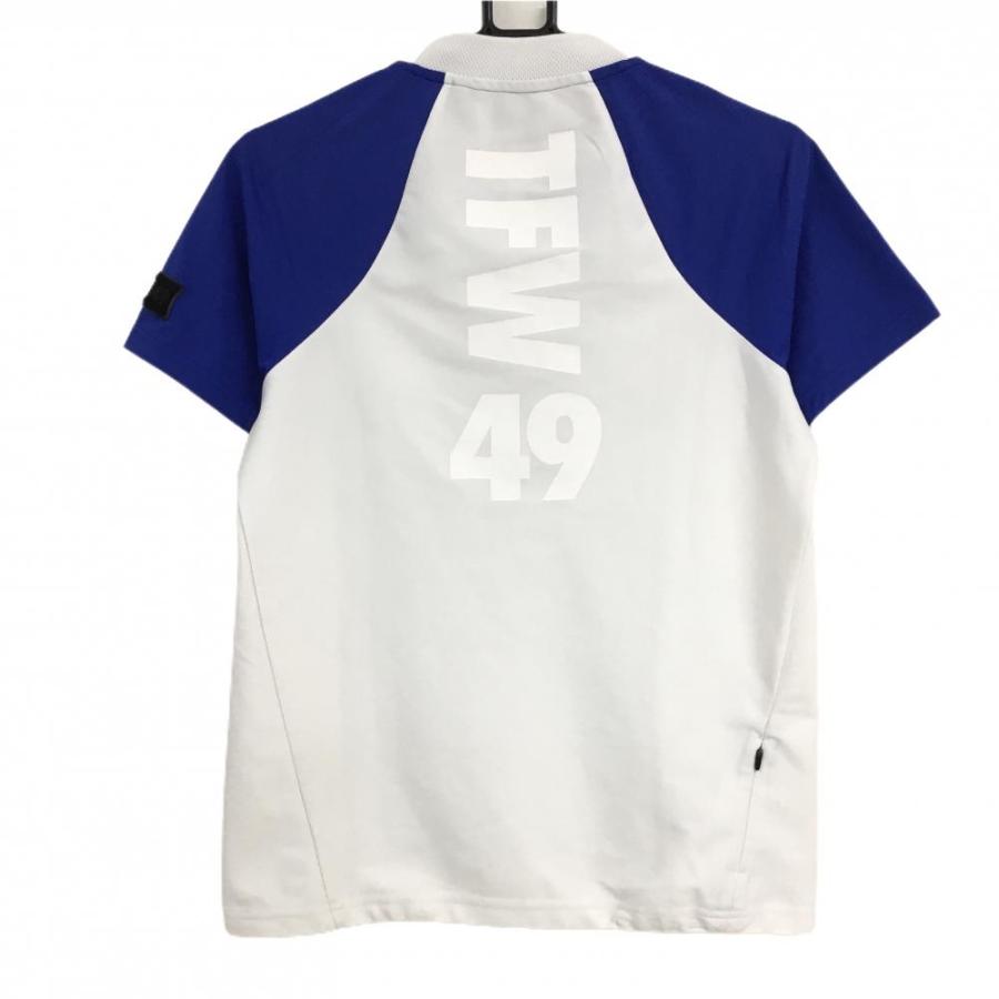 TFW49　半袖　ポロシャツ　背面ロゴ　ゴルフウェア　ホワイト系　サイズＬ TFW49 半袖 ポロシャツ 背面ロゴ ゴルフウェア ホワイト系 サイズL