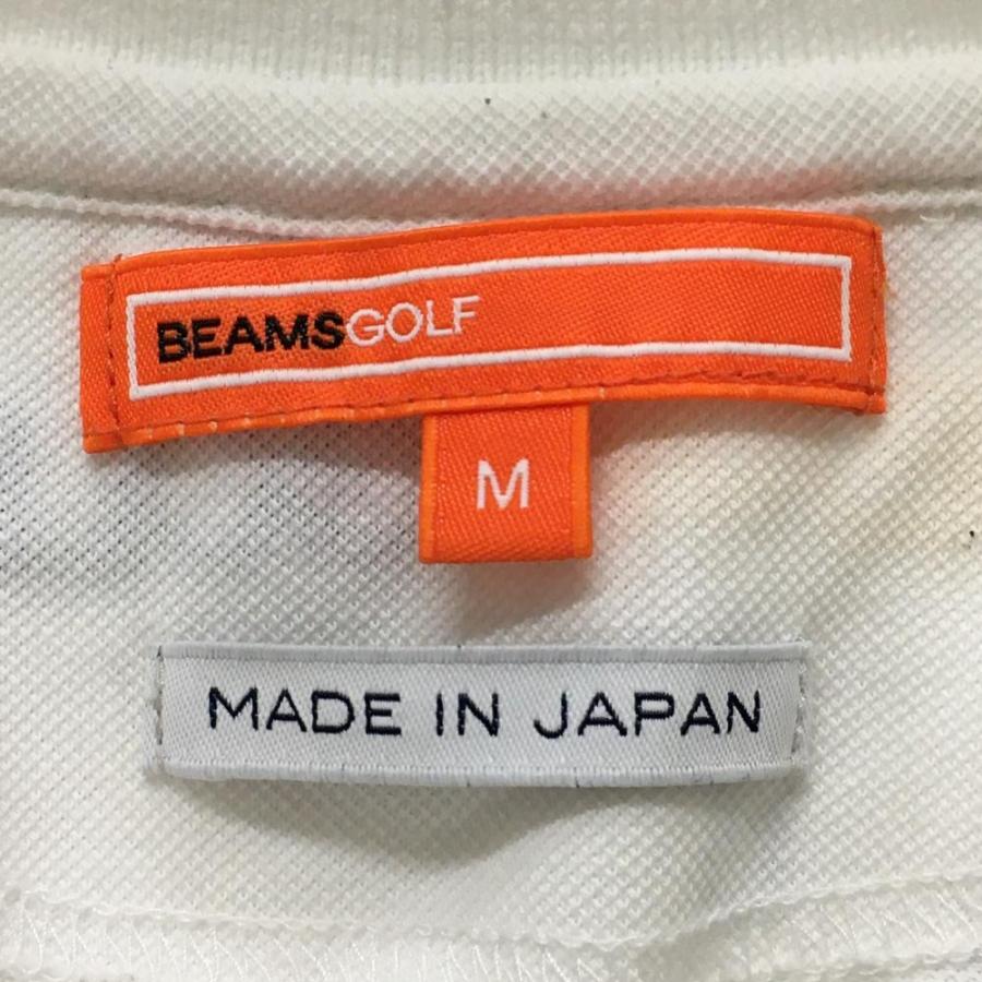 BEAMS GOLF（ビームス ゴルフ） 半袖ポロシャツ 白×ブルー ロゴ総柄