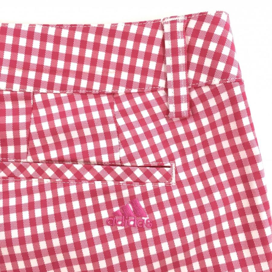adidas（アディダス） 七分丈パンツ ピンク×白 チェック ストレッチ