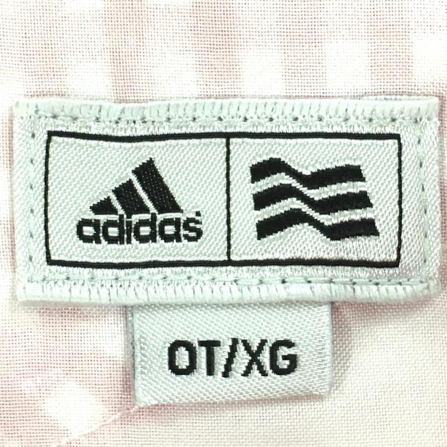 adidas（アディダス） 七分丈パンツ ピンク×白 チェック ストレッチ