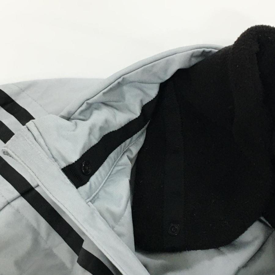 adidas（アディダス） ダウンジャケット グレー×黒 斜め3ライン ネック