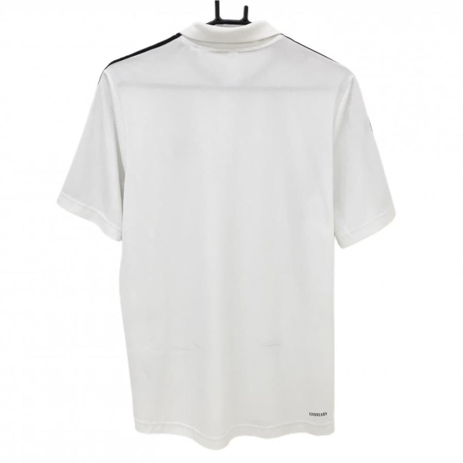 adidas（アディダス） 半袖ポロシャツ 白×黒 肩3ライン メンズ M