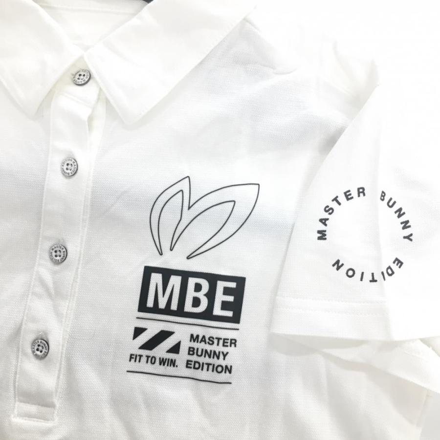 【超美品】マスターバニー 半袖ポロシャツ 白×黒 ロゴプリント レディース 0(S) ゴルフウェア 2023年モデル MASTER BUNNY EDITIONの画像