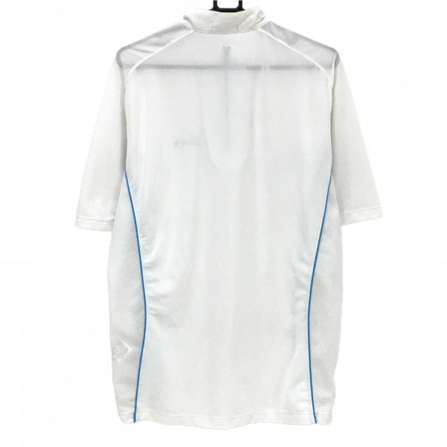 SRIXON 【美品】スリクソン 半袖ハイネックシャツ 白×ブルー 袖下