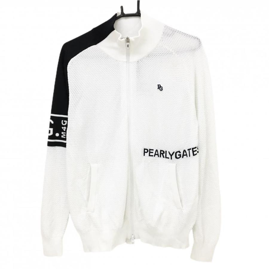 PEARLY GATES ゴルフ　メンズ　白黒　ニットジャケット サイズ4 PEARLY GATES 【美品】パーリーゲイツ ニットジャケット 白×黒