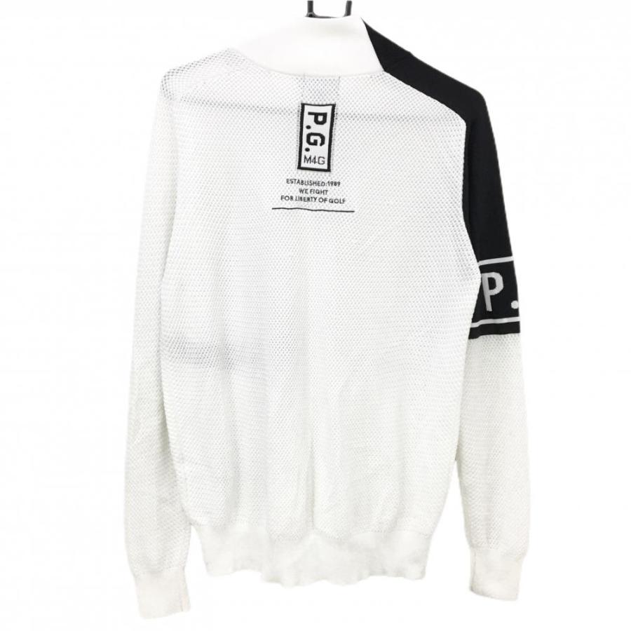 PEARLY GATES ゴルフ　メンズ　白黒　ニットジャケット サイズ4 PEARLY GATES 【美品】パーリーゲイツ ニットジャケット 白×黒