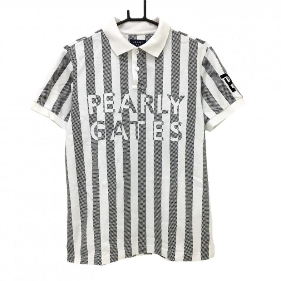 PEARLY GATES（パーリーゲイツ） 半袖ポロシャツ 白×ダークネイビー