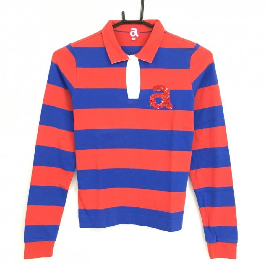 archivio（アルチビオ） 長袖ポロシャツ レッド×ブルー ボーダー
