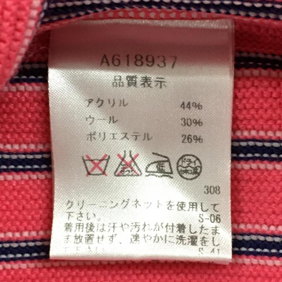【超美品】アルチビオ 襟付セーター ピンク×ネイビー ストライプ ウール混 ニット レディース 36(S) ゴルフウェア archivioの画像