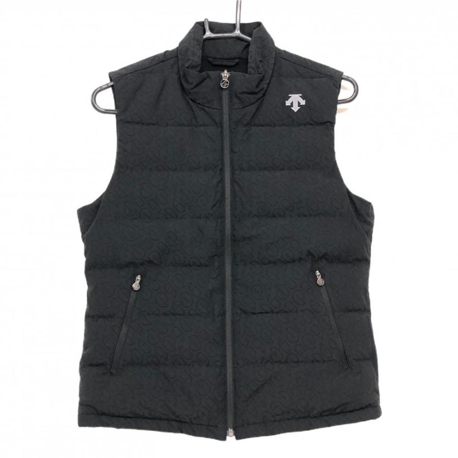 DESCENTE GOLF 【美品】デサントゴルフ ダウンベスト 黒 総柄地模様