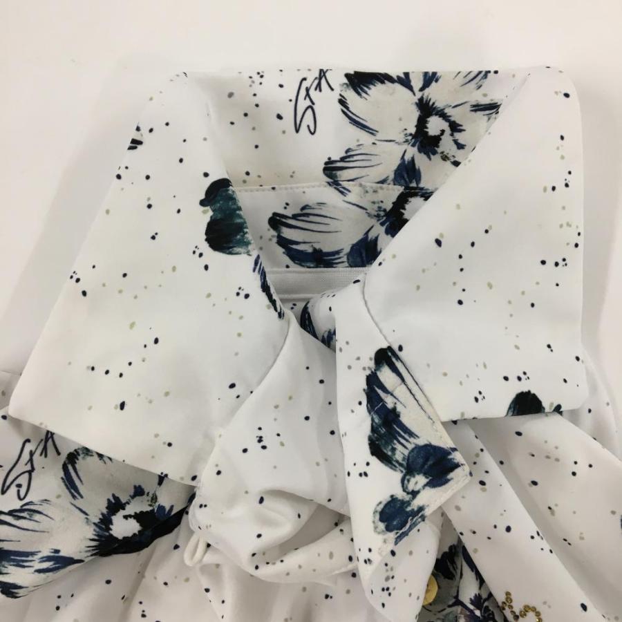 St ANDREWS セントアンドリュース 半袖ポロシャツ 白×ネイビー 花柄