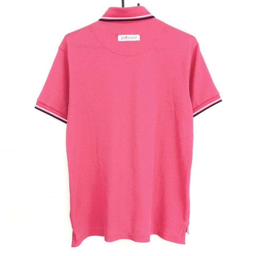 23区GOLF 【美品】23区ゴルフ 半袖ポロシャツ ピンク×ネイビー 襟袖口