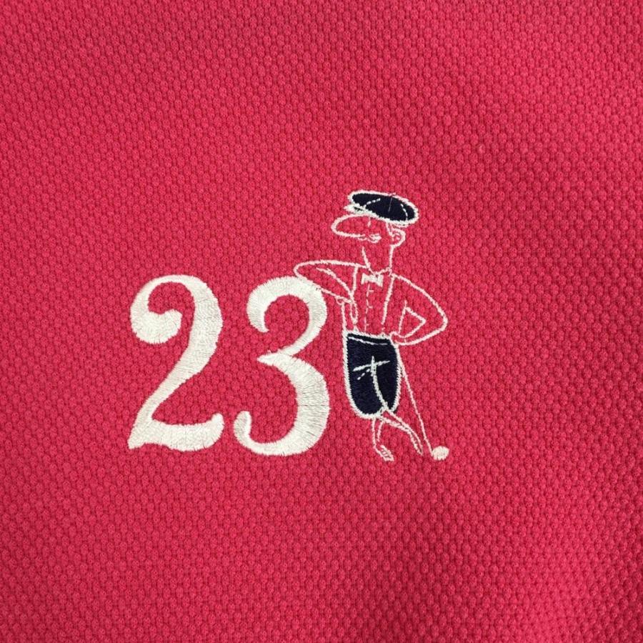 23区GOLF 【美品】23区ゴルフ 半袖ポロシャツ ピンク×ネイビー 襟袖口