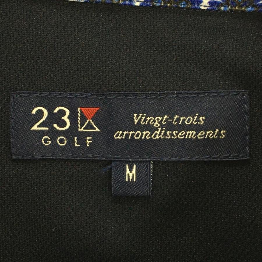 23区GOLF 【超美品】23区ゴルフ 半袖ポロシャツ ブルー×黒 花柄 メンズ