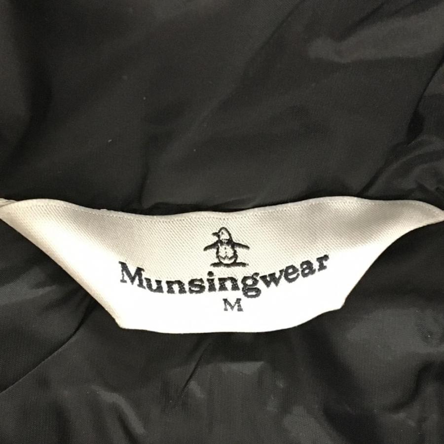 Munsingwear（マンシングウェア） 異素材ダウンベスト 黒×白 ロゴ