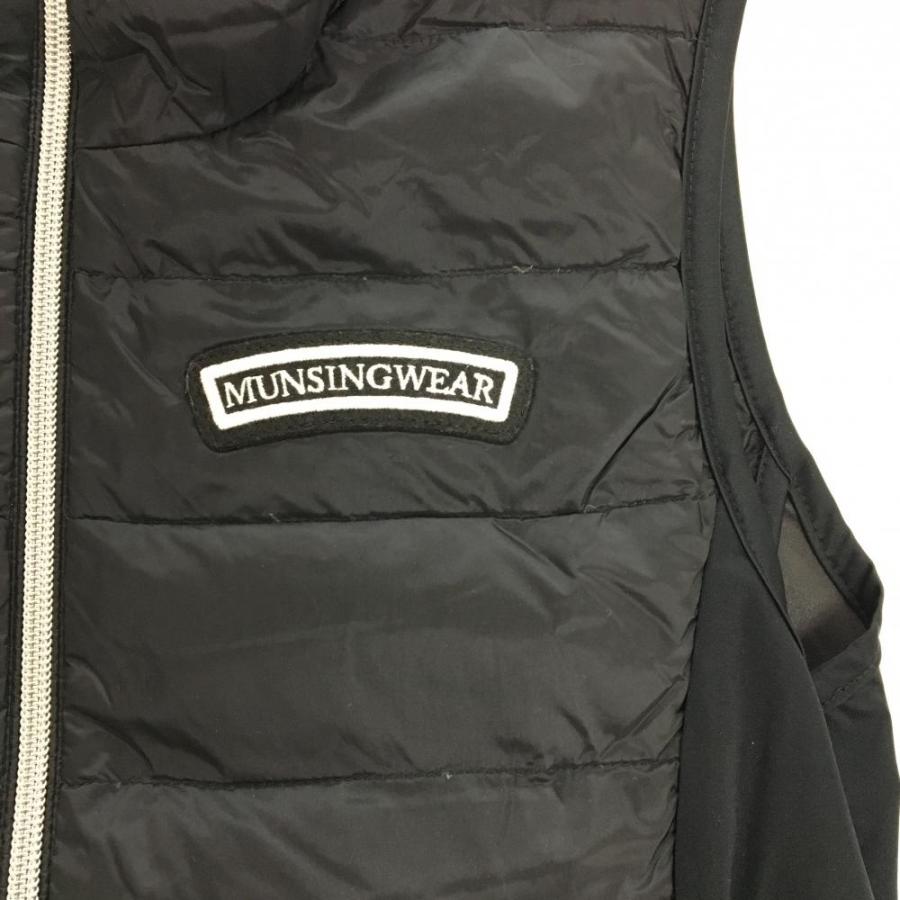 Munsingwear（マンシングウェア） 異素材ダウンベスト 黒×白 ロゴ