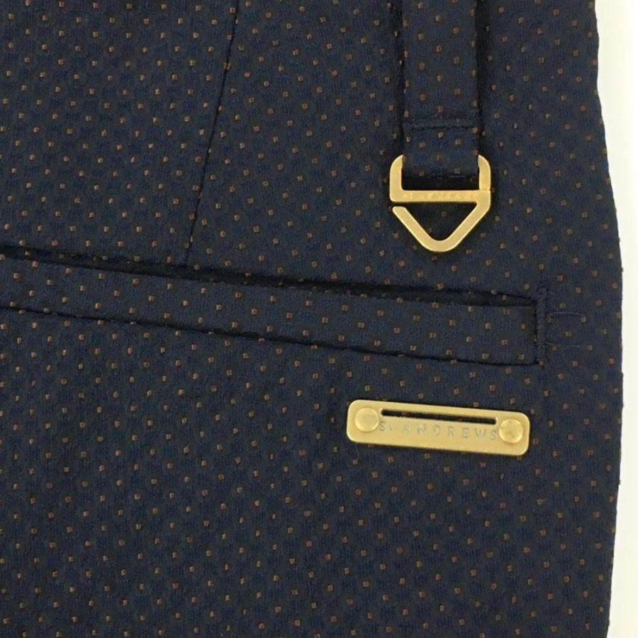 St ANDREWS セントアンドリュース パンツ ネイビー×ブラウン 刺しゅう