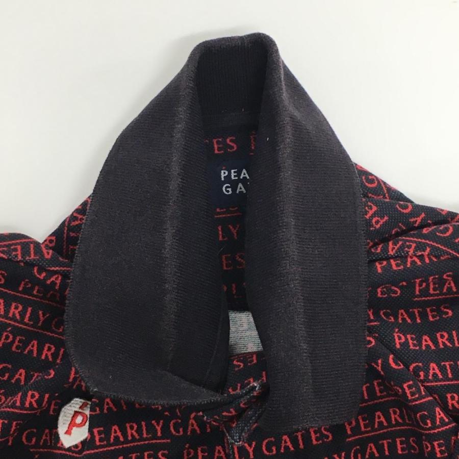 PEARLY GATES（パーリーゲイツ） 半袖ポロシャツ ネイビー×レッド ロゴ