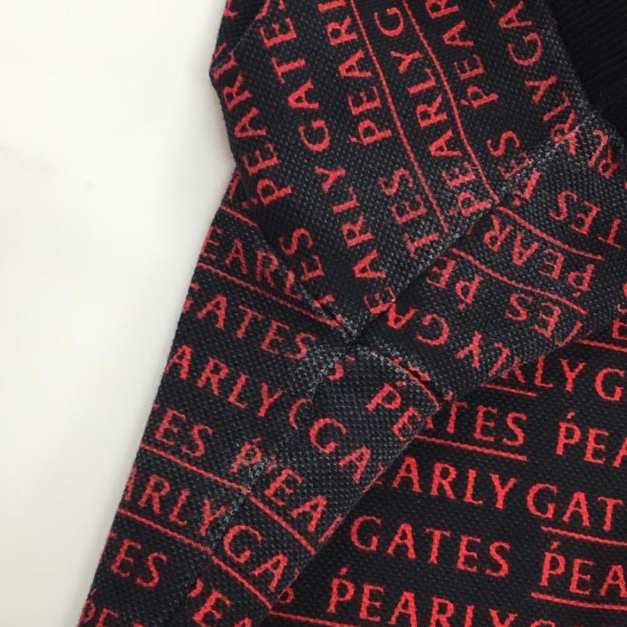 PEARLY GATES（パーリーゲイツ） 半袖ポロシャツ ネイビー×レッド ロゴ