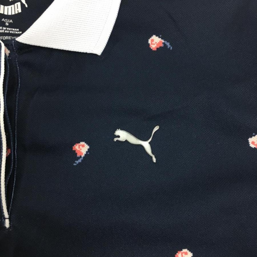 PUMA（プーマ） 【美品】プーマ 半袖ポロシャツ ネイビー×ピンク 総柄