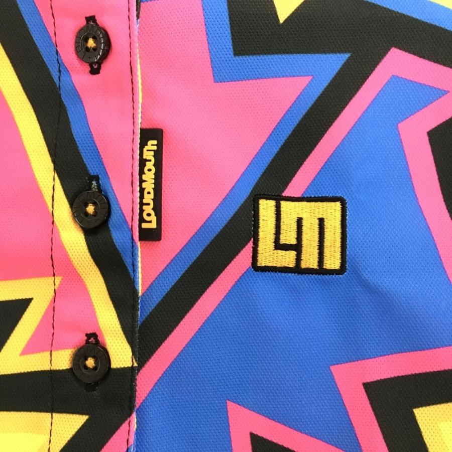 【超美品】ラウドマウス 半袖ポロシャツ 蛍光ピンク×イエロー×ブルー ネオンクリスタル 総柄  メンズ M ゴルフウェア LOUDMOUTH LOUDMOUTH（ラウドマウスゴルフ） 【超美品】ラウドマウス 半袖