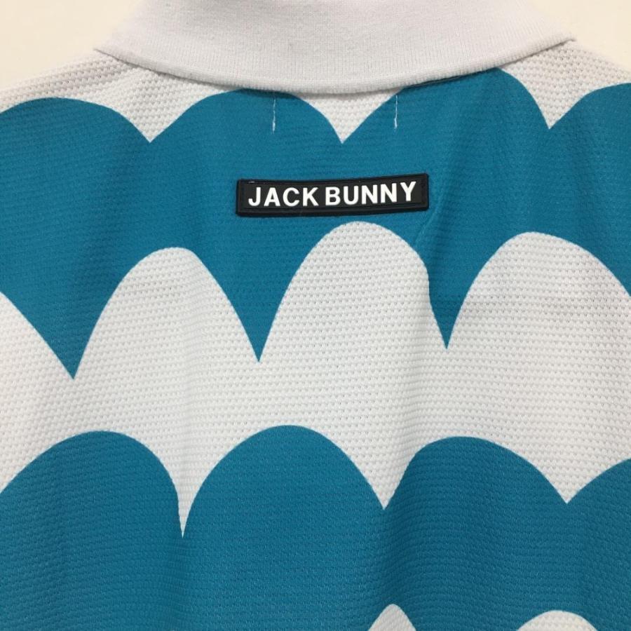 Jack Bunny!! 総柄ロゴ ポロワンピース Jack Bunny!!（ジャックバニー） 半袖ポロワンピース ライトブルー×白