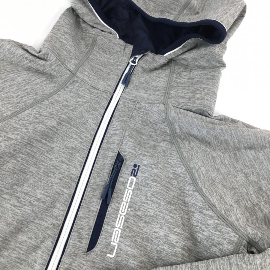 Rosasen（ロサーセン） ジップパーカー 杢グレー×ネイビー ロゴ
