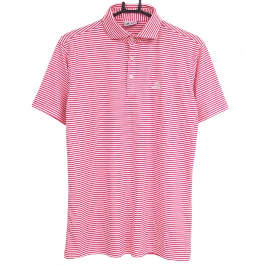 adidas ゴルフ ピンク ストライプ ポロシャツ M