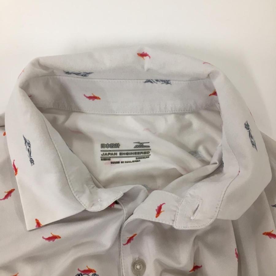 MIZUNO（ミズノ） 【美品】ミズノ 半袖ポロシャツ 白×レッド 金魚総柄