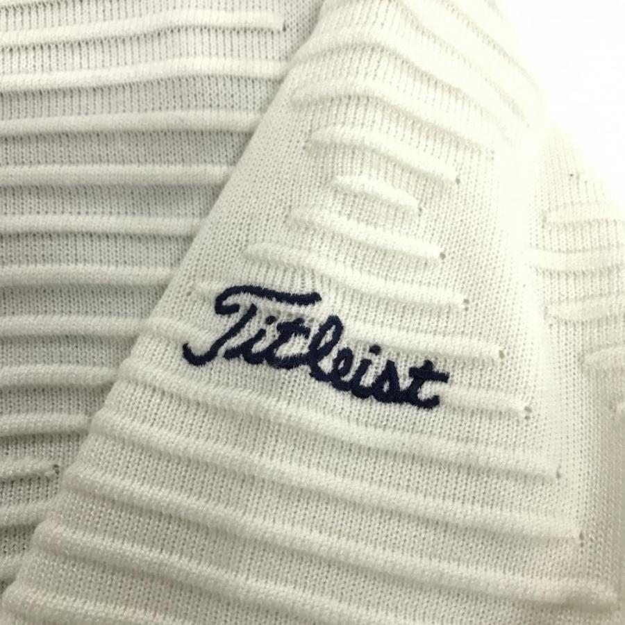 Titleist（タイトリスト） ニットジャケット 白 ロゴネイビー ダイヤ調